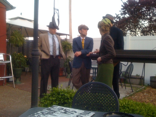 Men enjoying party in derby.