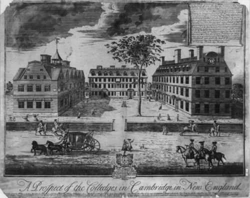 Vintage postcard of harvard university founding buildings.