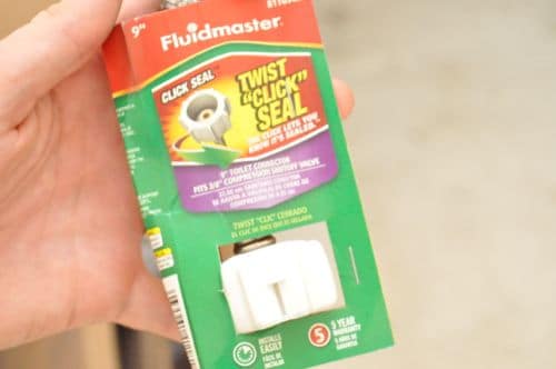 Toilet connector for installing new toilet in bathroom. 