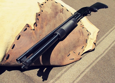 Mossberg 500 pump action shotgun.