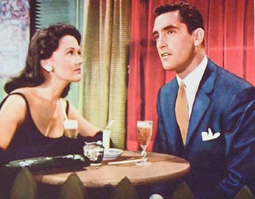 thoughts Vintage couple on date man looking away eye contact.