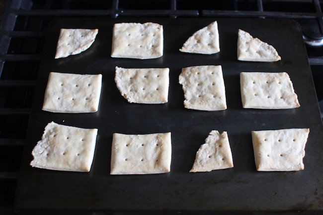 Crackers in the oven.