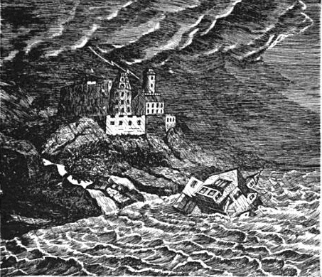A monochromatic illustration of a boat gracefully floating on the calm water.