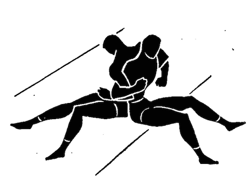 WWii strength and conditioning exercises back to back push illustration.