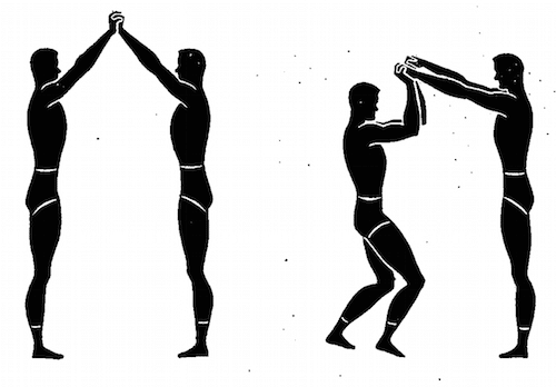 WWII strength and conditioning exercises wrist bending illustration.